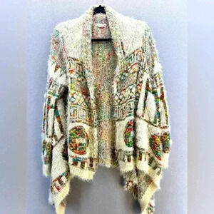 Wishlist oversized eyelash cardigan open front southwest Aztec native American